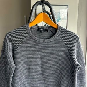 Theory Noble Crew Neck Ribbed Sweater Dress. Charcoal gray. Wool blend. Small.